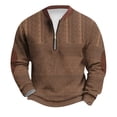 thumbnail image 2 of Fall Winter Men's Fashion Hoodies & Sweatshirts Quarter Zipper Sweatshirt No Hood Man Lightweight 1/4 Zip Long Sleeve Fall Polo Sweaters Coffee M, 2 of 4