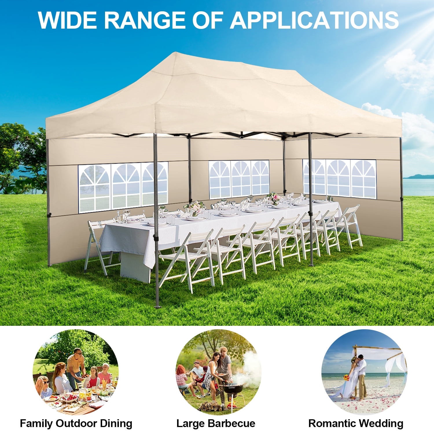 SANOPY 10x20 FT EZ Pop Up Canopy, Waterproof, Adjustable SANOPY 10x20 FT EZ Pop Up Canopy, Waterproof, Adjustable