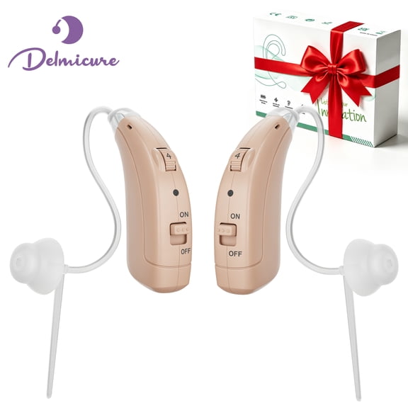 Delmicure Hearing Aids for Seniors, 32-Channel, Adaptive Noise Reduction, Rechargeable, Pair, VHP-1722