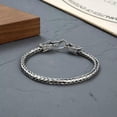 thumbnail image 5 of K-KED Real 925 Sterling Silver Bracelet Men's Double Dragon Head Wheat Link Bracelet-7.87inch, 5 of 6