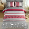 thumbnail image 2 of Davulos 7 Pieces Comforter Set King Size Boho Red Grey Stripes Bedding Set Modern Art Bed in a Bag King for Women Men Teens Bedroom Decorations, 2 of 7