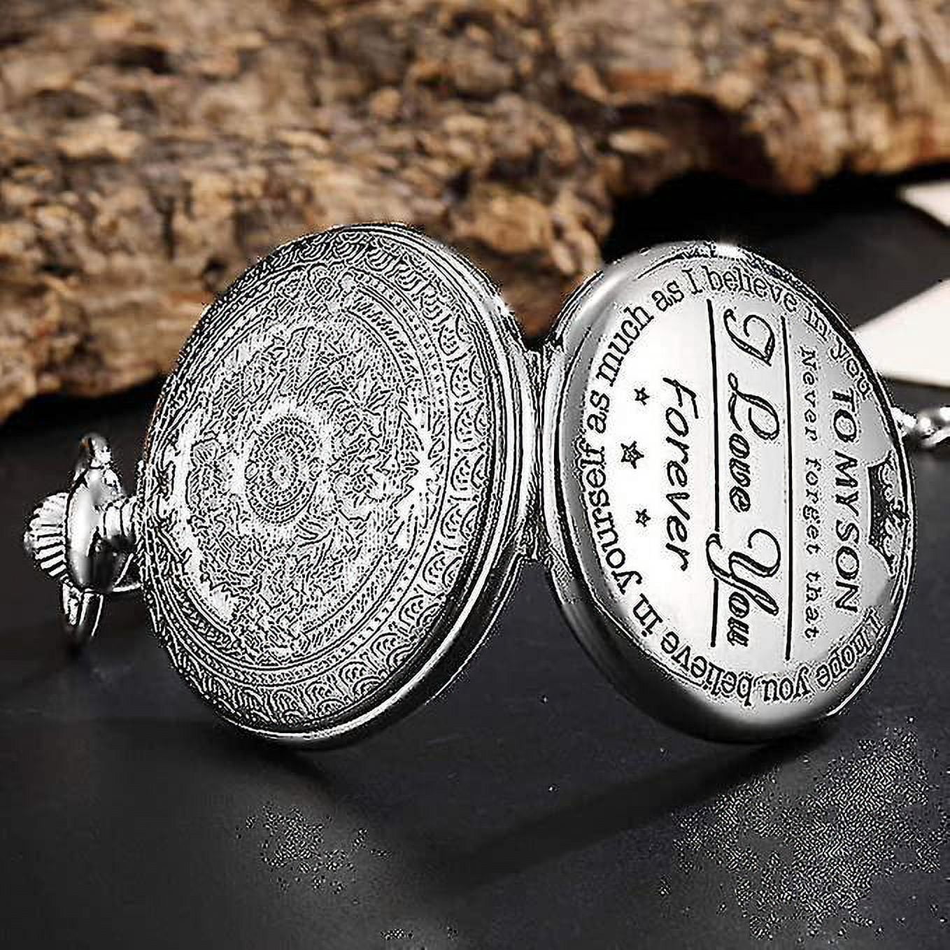 Engraved Pocket Watch To Son I Love You Gifts From A Mom Dad Birthday Gift Fob Watches Chains Walmart