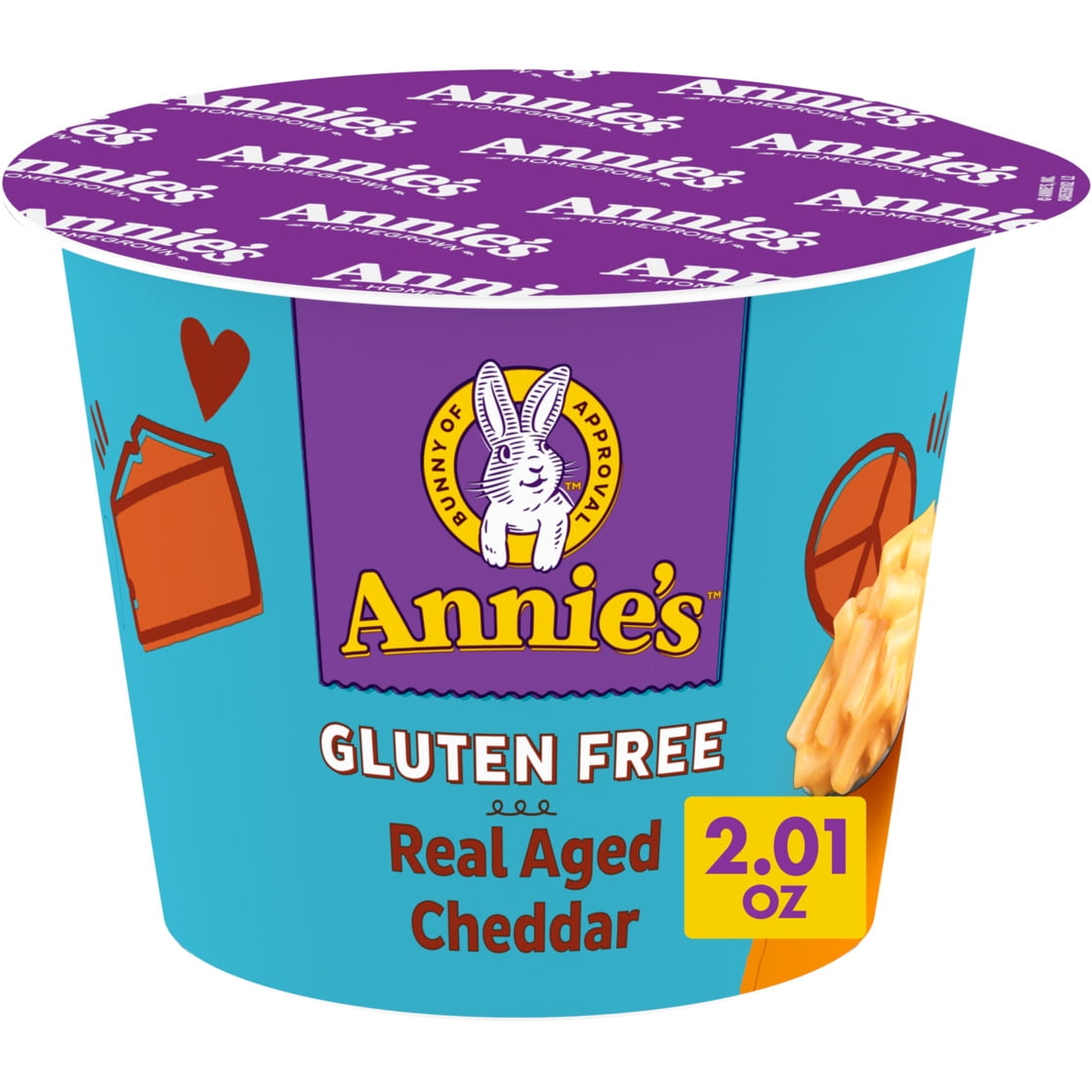 (5 pack) Annie's Real Aged Cheddar Microwave Mac & Cheese with Gluten Free Pasta, 2.01 OZ Cup