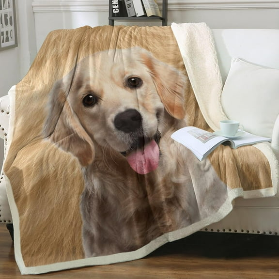 Sherpa Fleece Blanket Golden Retriever Plush Throw Blanket Warm Fuzzy Dog Blanket for Couch Sofa, Twin (60" X 80")