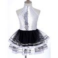 thumbnail image 2 of Hansber Girls Kids Sequins Halter Neck Ballet Dance Leotard Layer Tutu Dress Ballerina Princess Silver 6, 2 of 6