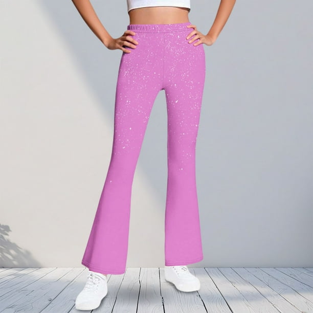Pantalones largos con estampado para niñas, forrados de vellón para mayor calidez, pantalones largos casuales, leggings ligeramente acampanados, traje para niñas de 5 a 16 años.