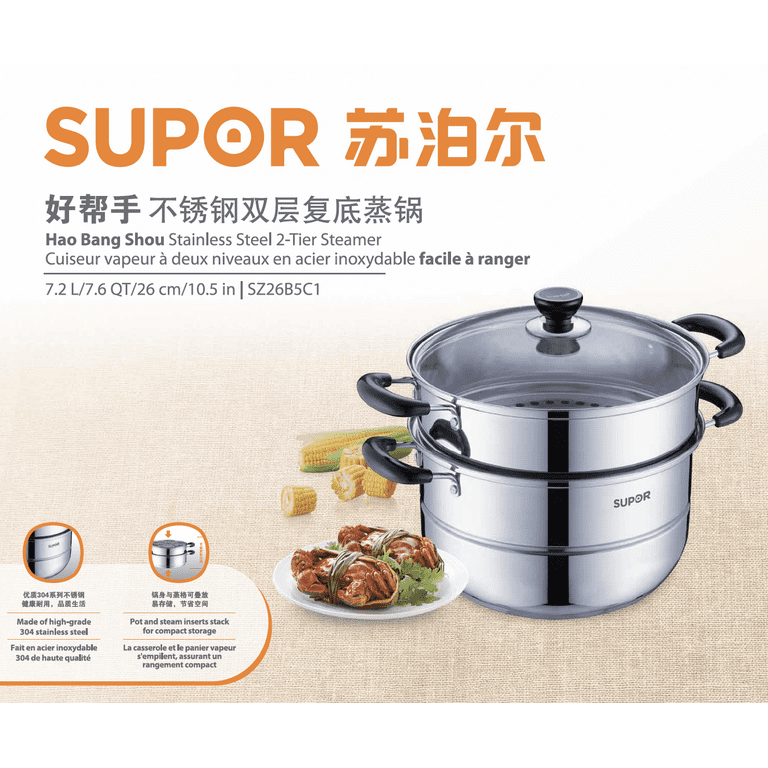Stainless Steel Steamer/Soup Pot 4-Layer Large Capacity Household with  Steamer 26cm 28cm/30cm/32cm/34cm Thickened Suitable for Gas Stove/Induction