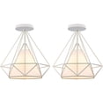 thumbnail image 1 of Lámpara colgante de metal de alta calidad, iluminación de estilo industrial con pantalla de marco de hierro, pantalla de lámpara colgante retro para cocina, comedor y dormitorio, blanco, 25 cm, juego, 1 of 1