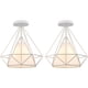 thumbnail image 1 of Lámpara colgante de metal de alta calidad, iluminación de estilo industrial con pantalla de marco de hierro, pantalla de lámpara colgante retro para cocina, comedor y dormitorio, blanco, 25 cm, juego, 1 of 1
