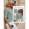 thumbnail image 6 of SLADYGLO Women V Neck Buttons Decorative Drawstring 3/4 Sleeve Cutout Top, 6 of 7