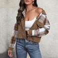thumbnail image 4 of LOVZFMLL Vestes pour Femmes Veste en Velours Côtelé Veste Courte Col à Revers Manches Longues à Capuche Veste Décontractée/veste, 4 of 6