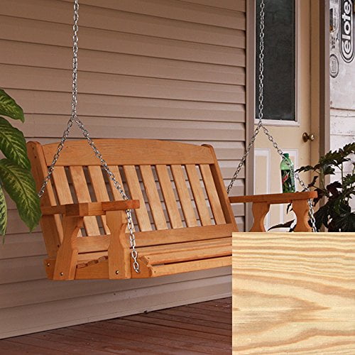 Amish Heavy Duty 800 Lb Mission Treated Porch Swing With Hanging Chains And Cupholders (4... by