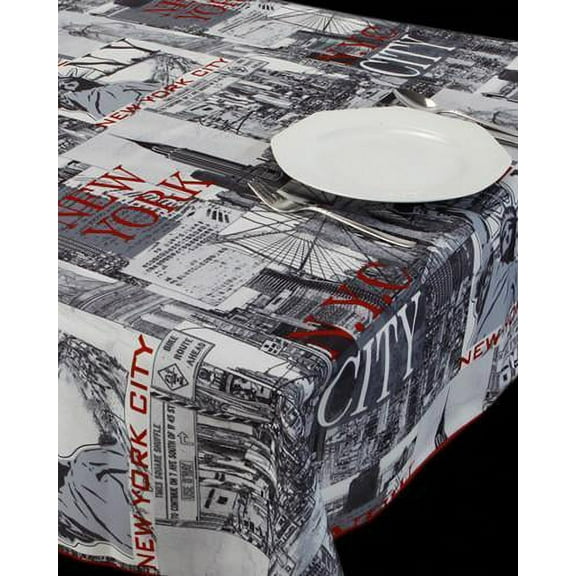 Red New York100% Polyester, Stain Resistant Tablecloth 78 x 59 inch