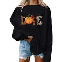 Patlollav Plus Size Halloween Sweatshirt Women Pumpkin Coffee Graphic Cute Halloween Shirts Fall