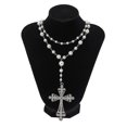 thumbnail image 5 of NICKSUN Vintage Filigree Cross Pendant Pearl Beaded Choker Necklace, Gothic Multi-Layer Imitation Pearl Chain Necklace, 5 of 9