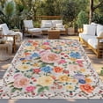 thumbnail image 2 of Boho Pink Flowers Outdoor Rug for Patio/Deck/Porch, Non-Slip Large Area Rug 5 x 7 Ft, Colorful Floral Spring Vintage Botanical Indoor Outdoor Rugs Washable Area Rugs, Camping Rug Carpet Runner, 2 of 8