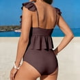 thumbnail image 6 of HOMBOM Womens Tankini Swimsuits High Waisted Tummy Control Swimwear 2 Piece Ruffle Brown Crop Swim Top Bathing Suit for Adult Beach, 6 of 6