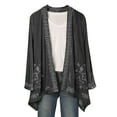 thumbnail image 4 of FLORIANA Womens Embroidered Kimono Cardigan Velvet Blazer Open Front - Gray, 2X, 4 of 6