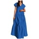 thumbnail image 1 of Vestido largo de verano liso con cuello en V para mujer: estilo étnico retro, ligero y cómodo para la playa o una fiesta, talla real, disponible en negro, verde y naranja, 1 of 8