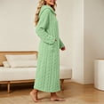 thumbnail image 6 of Women's Hooded Fleece Bathrobe Long Sleeve Cable Knit Textured Robe with Pockets Cozy Homewear for Fall Winter, 6 of 8