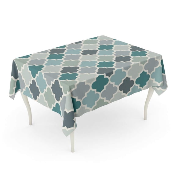 LADDKE Blue Ancient Ogee Oriental Traditional Pattern Mosaic Tracery Window Moroccan Crosses A Tablecloth Table Desk Cover Home Party Decor 60x104 inch
