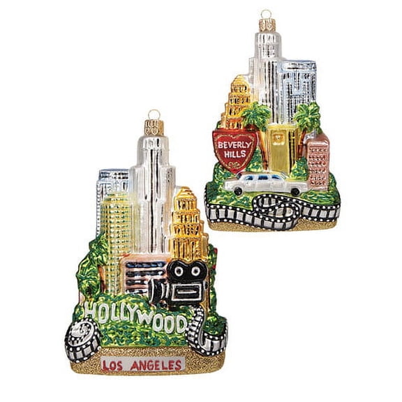 Los Angeles City Polish Glass Christmas Ornament ONE Decoration LA California