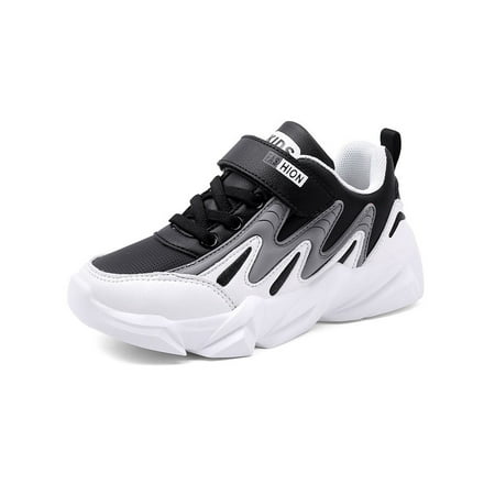 

UKAP Kids Boy Color Stitching Breathable Flat Heels Casual Running Magic Tape Sneaker
