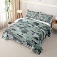 thumbnail image 3 of Feelyou Camo Green Star Dinosaur Silhouette Quilt King for Boys Girls, Prehistoric Wildlife King Coverlet Set, Green, 3-Piece, 3 of 7