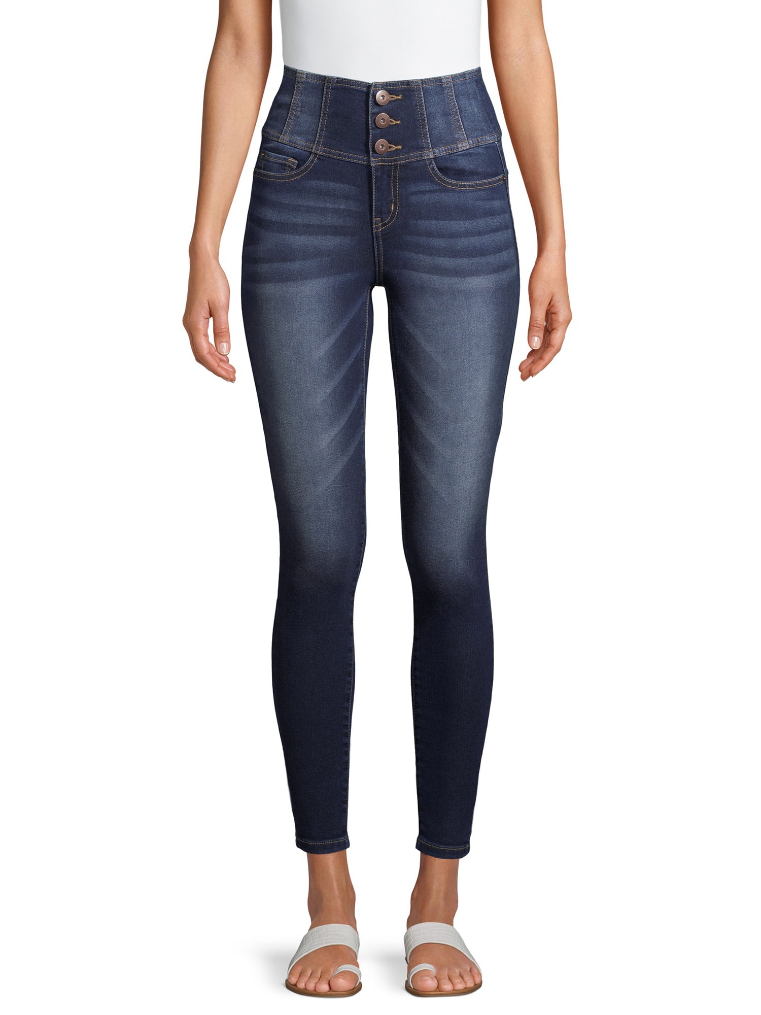 No Boundaries Juniors' 3-Button Corset Jeans - Walmart.com