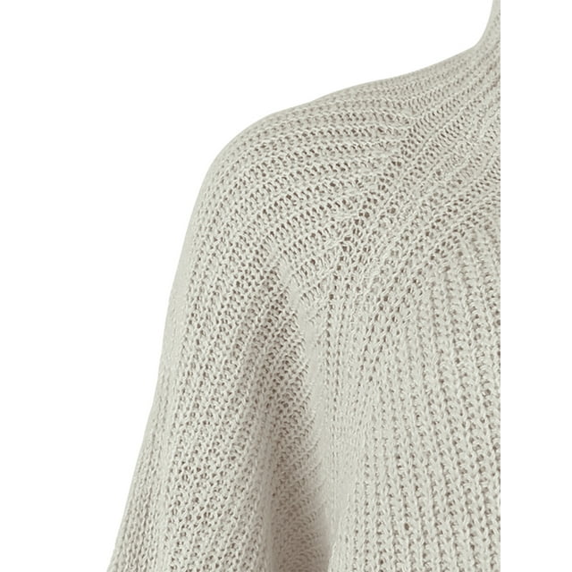 Avamo Chandails pour Femmes Chandail d'Hiver Chaud à Manches Longues Chandail Mi-Long Tricoté Vêtements de Détente Abricot TG