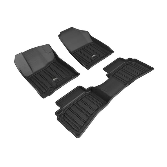 3D Maxpider 2020-2024 Fits Hyundai Venue Elitect 1st Row 2nd Row Floor Mat Carbon Fiber Embossed Pattern Black E1HY10201809