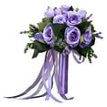 thumbnail image 4 of Wedding Bouquets, Artificial Flower Bouquet Bridesmaid Holding Handmade Silk Flower Bridal Bouquet for Anniversary DIY Bridal Shower Supplies Violets, 4 of 10