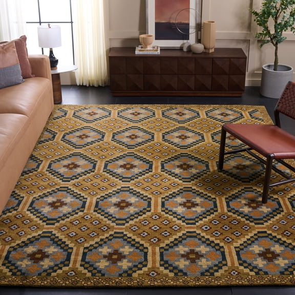 Safavieh Isaac Mizrahi Laraine Geometric Wool Area Rug, Camel/Multi, 4' x 6'