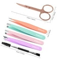 thumbnail image 3 of MORGLES 6Pcs Stainless Steel Tweezers Set for Eyebrow Shaping & Ingrown Hair - Curved Scissors, Brow Brush & Leather Case, Mixed Color, 3 of 6