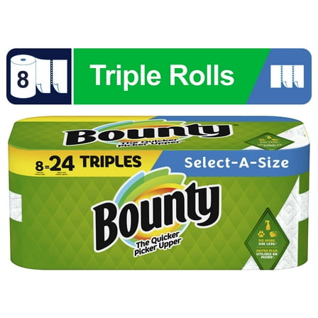 Bounty Paper Towels Select-a-Size, 8 Triple Rolls