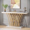 MCombo White &amp; Gold Console Table with Storage for Living Room, Marble ...