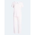 thumbnail image 5 of Joyspun Women's Lightweight Short Sleeve Sleep Tee and Pants Set, 2-Piece, Sizes XS-3X, 5 of 5