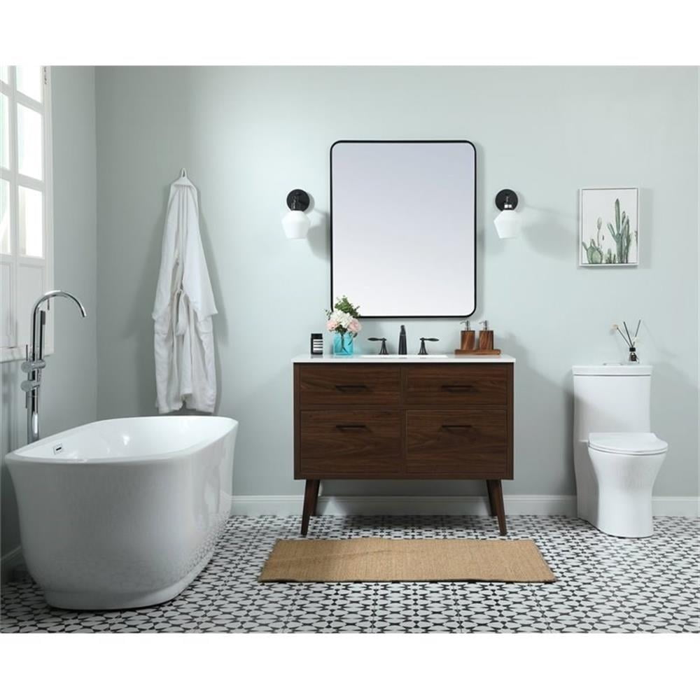Elegant Decor Boise 42" Aluminum MDF Single Bathroom Vanity in Walnut