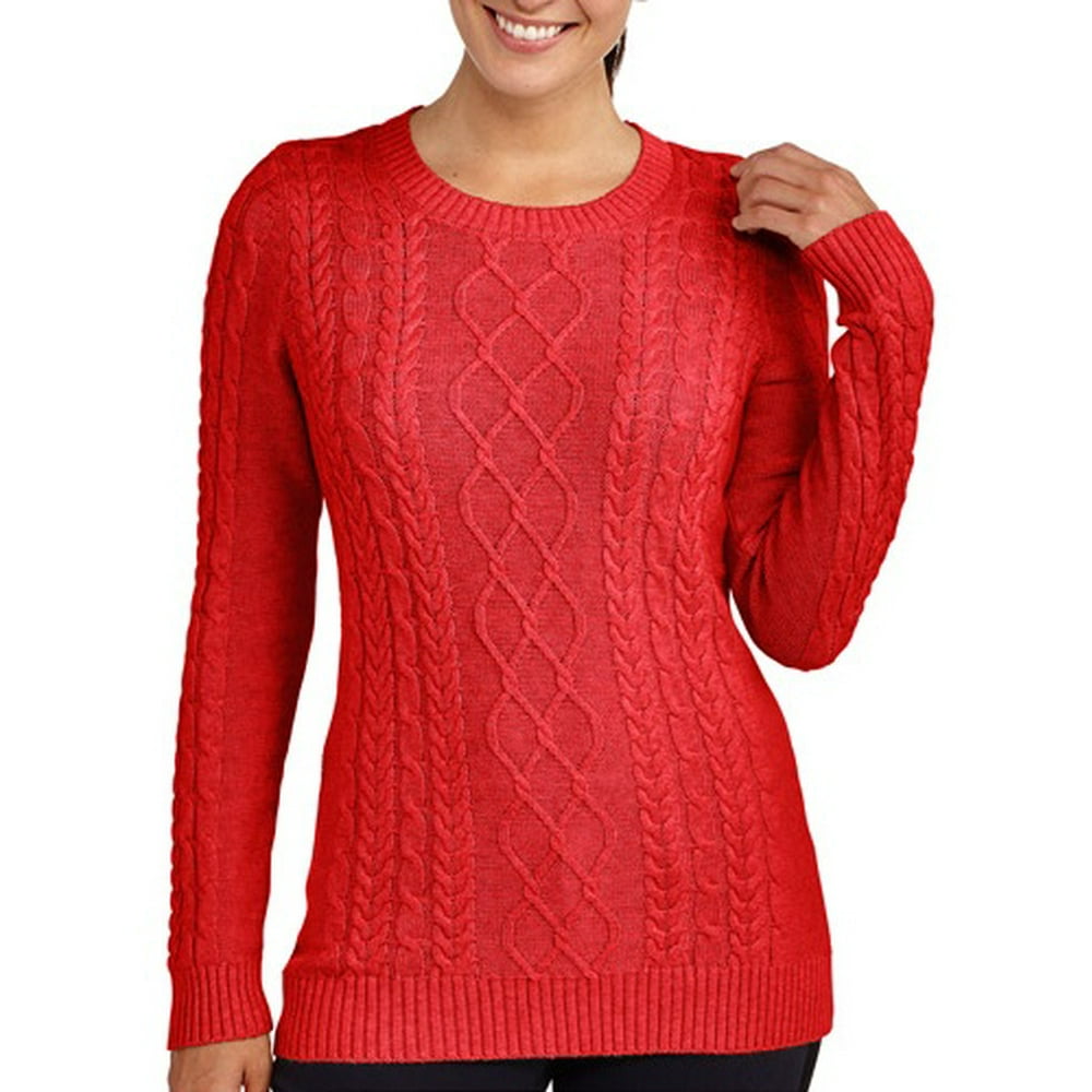 Faded Glory - Faded Glory Womens Cable Knit Sweater - Walmart.com ...