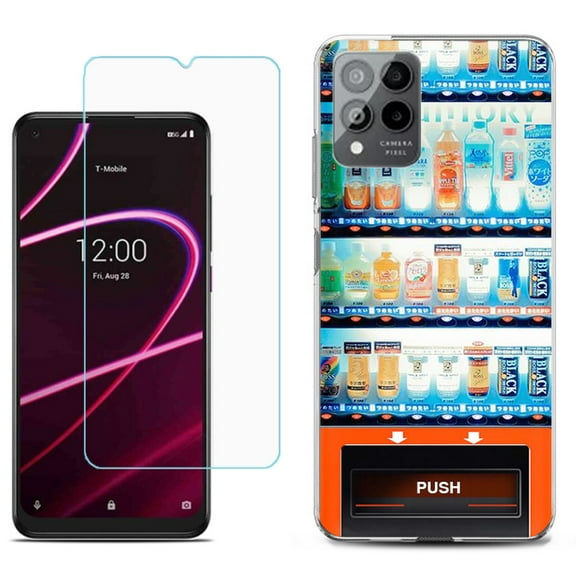 Slim-Fit Gel TPU Phone Case for T-Mobile Revvl 6 Pro 5G, with Tempered Glass Screen Protector, by OneToughShield ® - Vending Machine