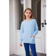 thumbnail image 5 of Arshiner Girls Tee Tops Pocket Girls Tops Long Sleeve Crewneck Blouse For Kids Soft Casual Kids Clothes Size 10-12 140 Blue, 5 of 7