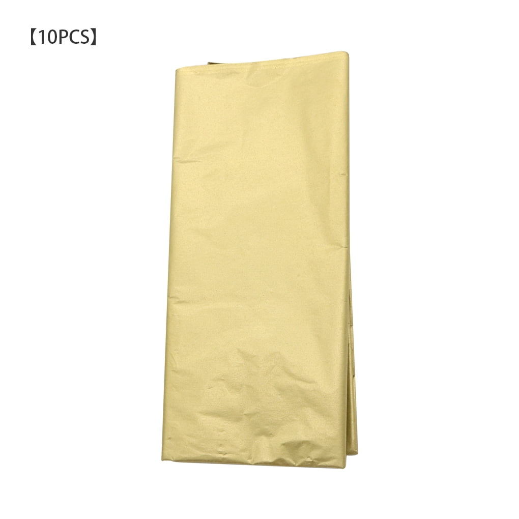 Hi.FANCY 10pcs Gift Packaging Tissues Smooth Flower Wrapping Papers Folding Solid Color Gift Packing Covers, Gold