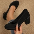 thumbnail image 6 of Pennysue Women's Low Chunky Heel Pumps Black Sedue Closed Toe Shoes 8M, 6 of 7