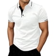 thumbnail image 2 of Polo Shirts for Men Solid Color Slim Fit Casual Short Sleeve Button Down Collar Breathable Stretchable Summer Top Golf Shirts for Men White S, 2 of 9