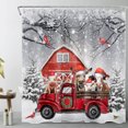 thumbnail image 2 of HVEST Christmas Red Truck Shower Curtain, Farm Animal with Xmas Hat and Cardinal Fabric Shower Curtain with Hooks, Grey Snow Bathroom Curtain Shower, 72"W x 72"L, 2 of 8