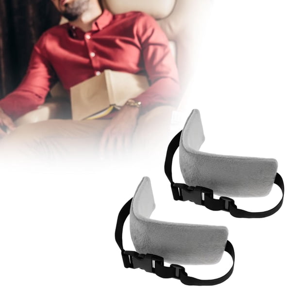 2 piezas Correas de almohada de cabeza, reposabrazos de viaje en avión, soporte de cabeza de hombres portátiles para hombres para la comodidad de los Gris