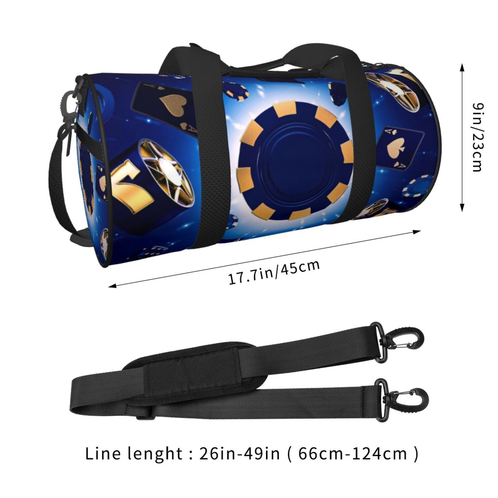 Vsdgher Blue Casino 45L Foldable Duffel Bag, Sports Gym Bag,Overnight Bag, Portable Weekender Bag for Airplanes
