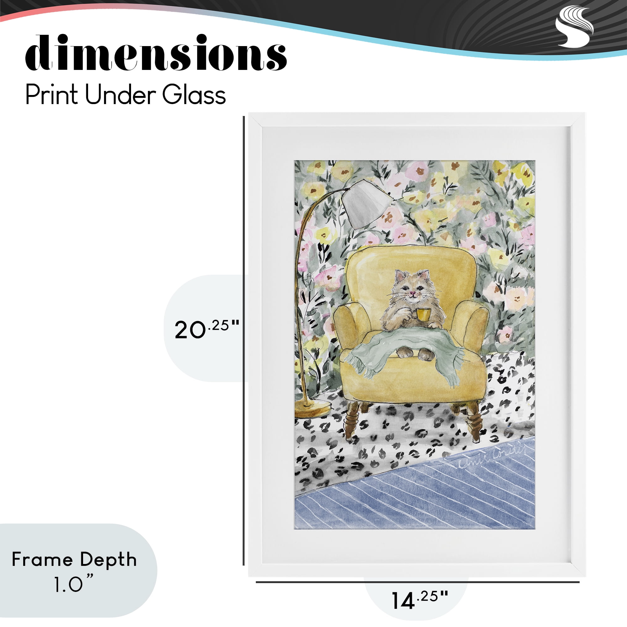 Stupell Industries Cozy Cat Relaxing White Framed Print Under Glass, design by Lanie Loreth