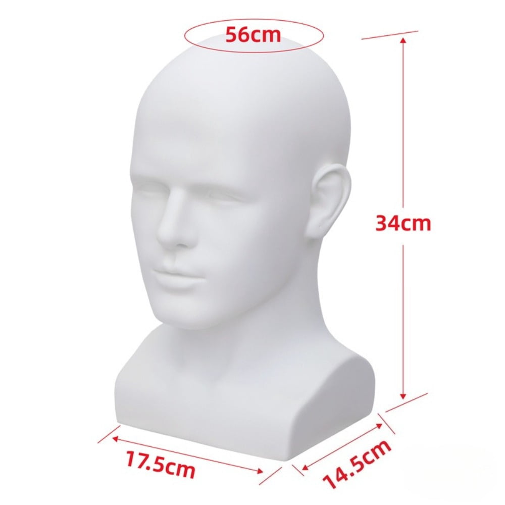 Male Mannequin Head for Hats, PVC Manikin Head with Mount Hole, Professional Display Styling Head for Wigs, Hats, Scarfs, Headphone, Sunglasses, Headdress