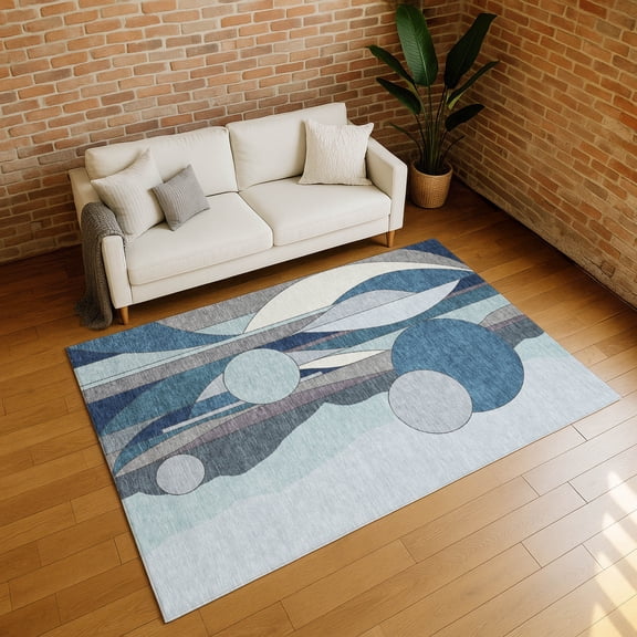 Addison Rugs Chantille Indoor/Outdoor Transitional Modern Blue Machine Washable Rectangle Rug, 10' x 14'